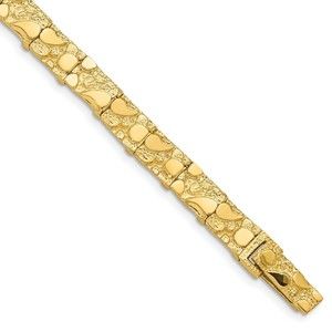 14k Yellow Gold Authentic Fine Jewelry Textured 7.00mm 7 inch Nugget Bracelet
